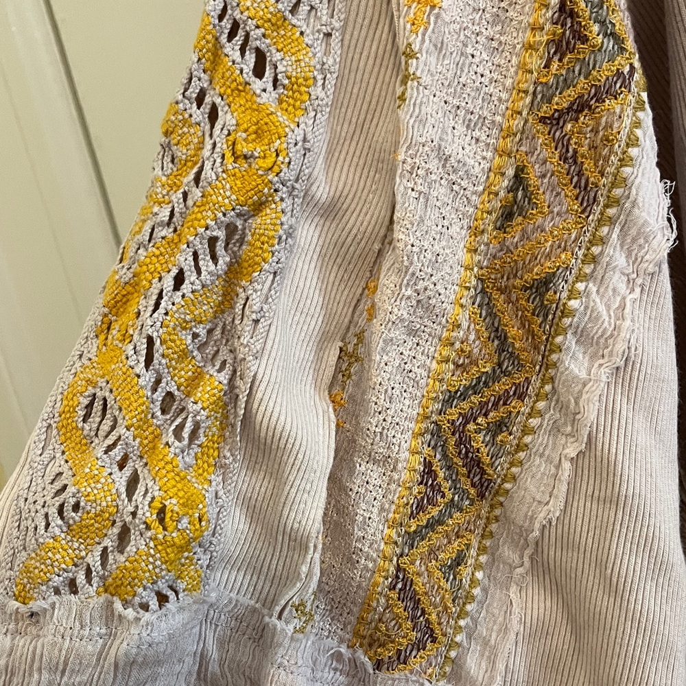 Free People Cross Country Top in Sand Size Medium Boho Cropped Long Sleeve - Picture 7 of 14
